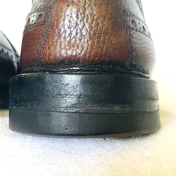 Goodyear Welt Vtg Wingtip Shoes Benchmade 457102 Brogue Derby Brown Leather 11 main image 6